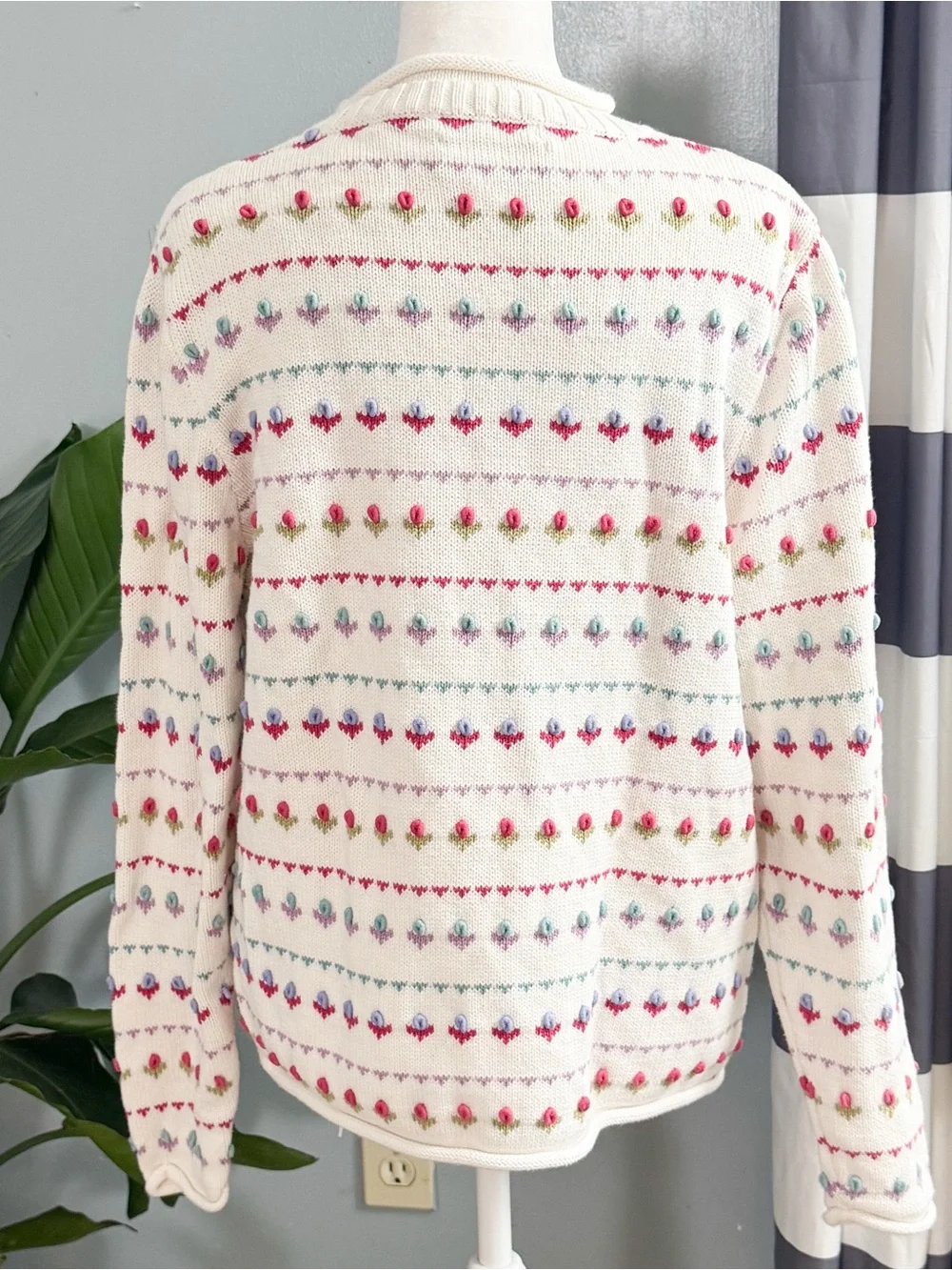 Vintage Y2K CJ Banks Floral Embroidered Sweater XL Cottagecore